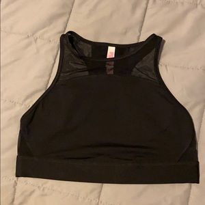 Racerback PINK bra with mesh high neck